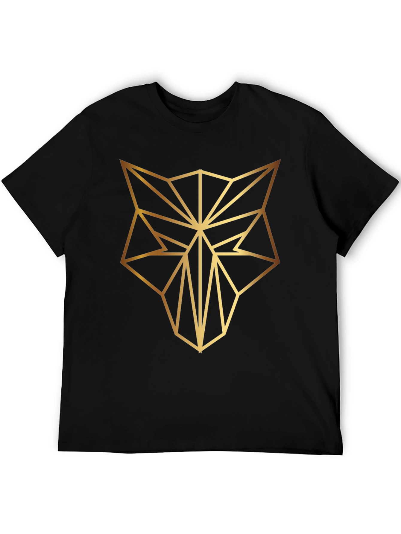Geometric Wolf Tee - Stylish Mens Black T-Shirt