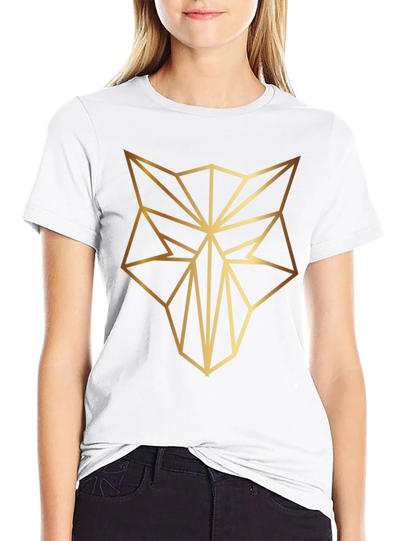 Geometric Wolf Tee - Stylish Mens Black T-Shirt