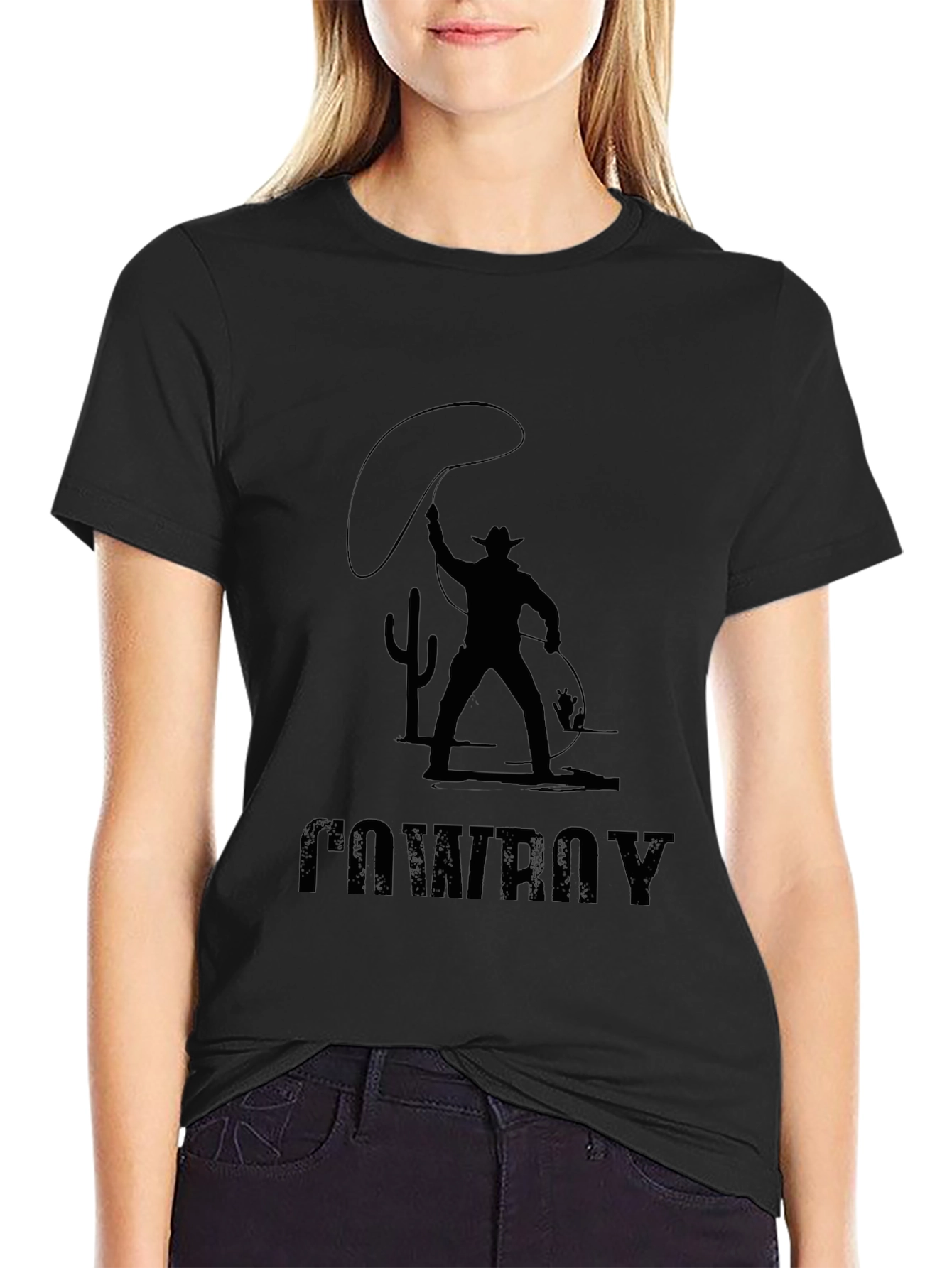 Cowboy Silhouette Graphic Tee - Black