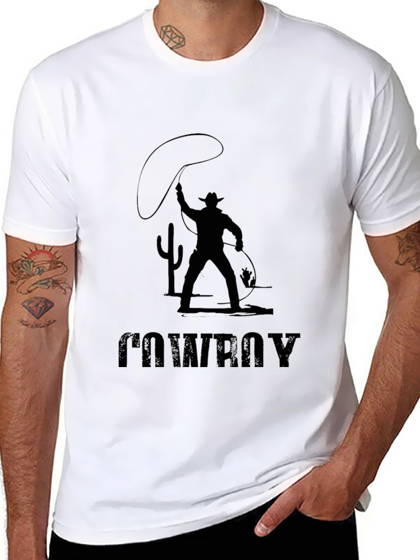 Cowboy Silhouette Graphic Tee - Black