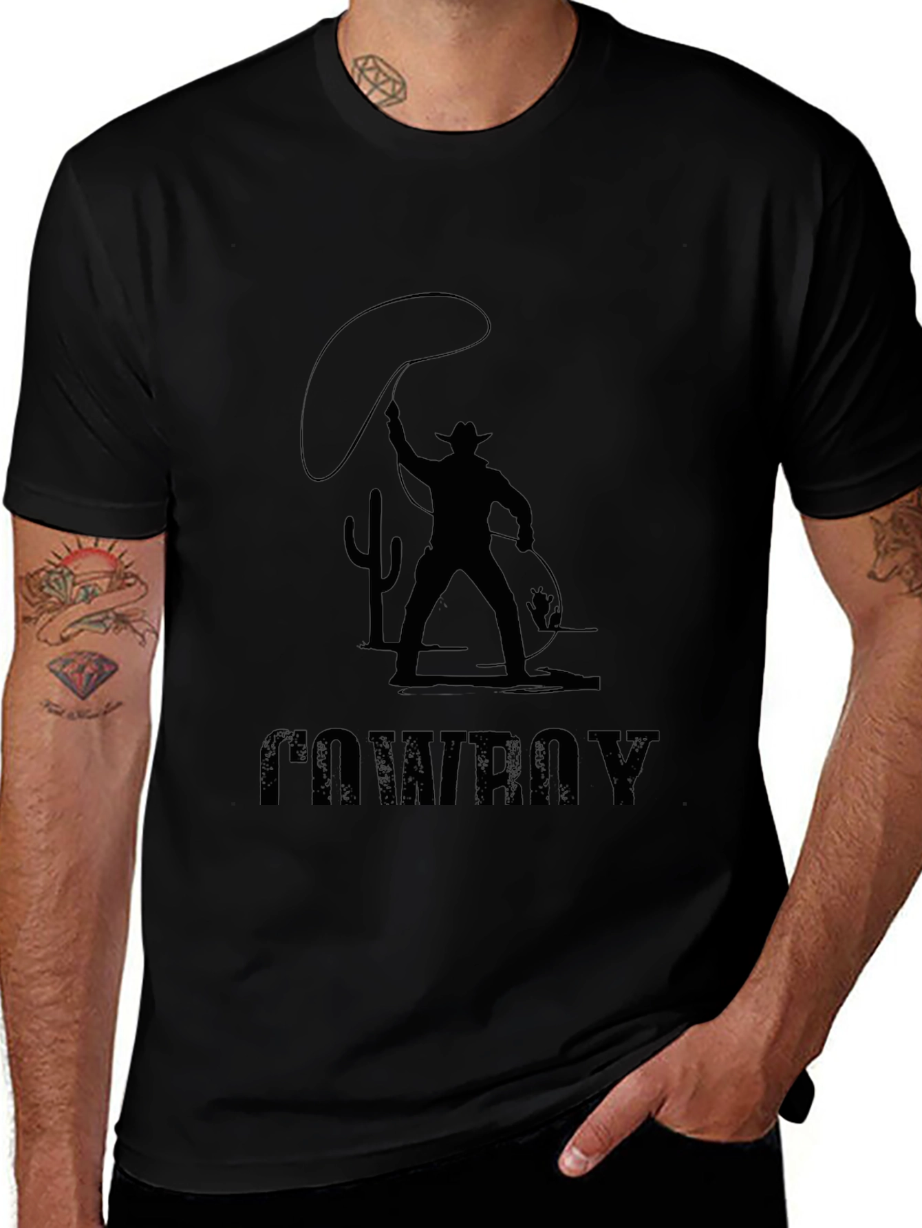 Cowboy Silhouette Graphic Tee - Black