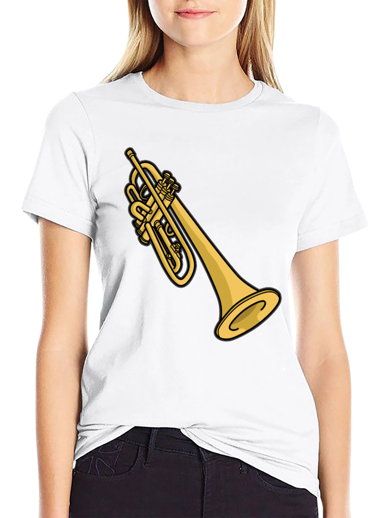 Trumpet Graphic T-Shirt - Black Casual Tee
