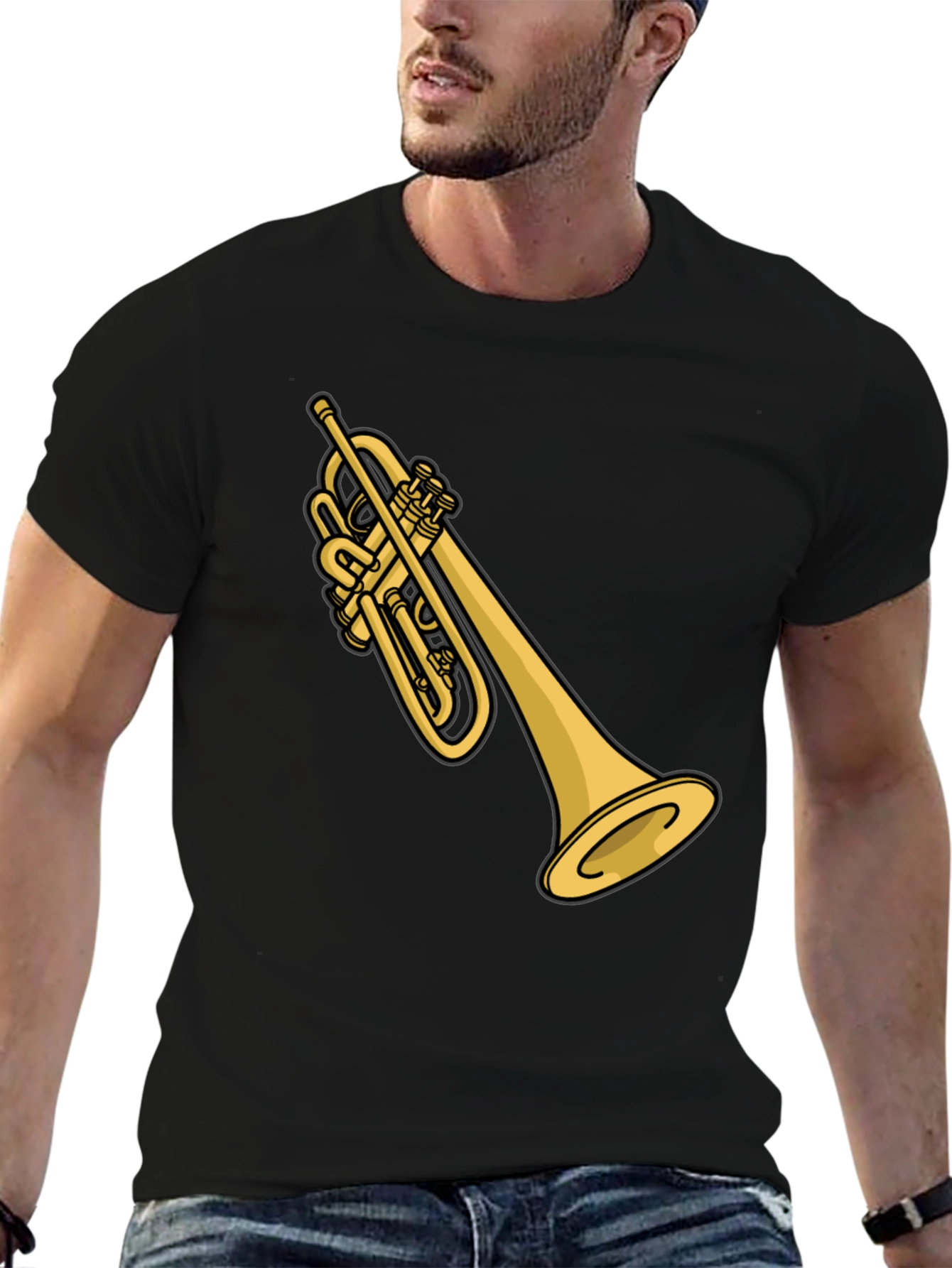 Trumpet Graphic T-Shirt - Black Casual Tee