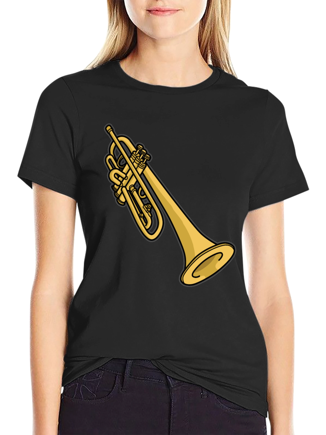 Trumpet Graphic T-Shirt - Black Casual Tee