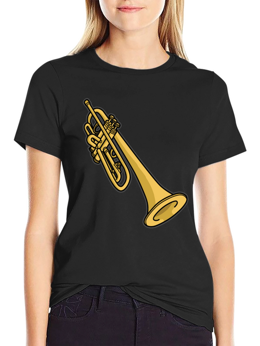 Trumpet Graphic T-Shirt - Black Casual Tee