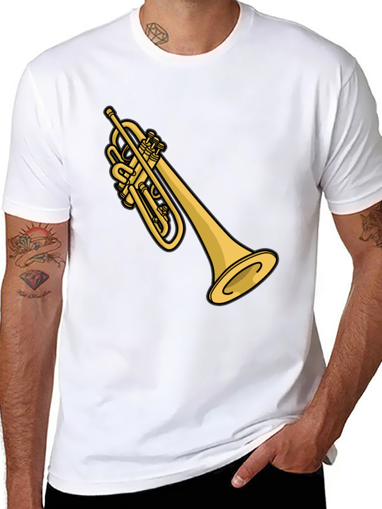 Trumpet Graphic T-Shirt - Black Casual Tee
