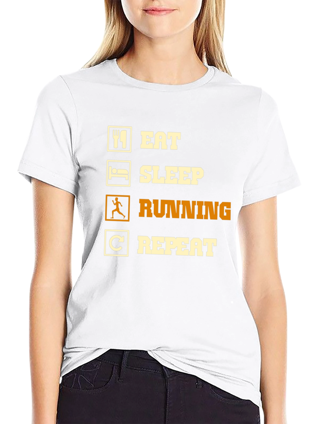 Eat Sleep Running Repeat Black T-Shirt