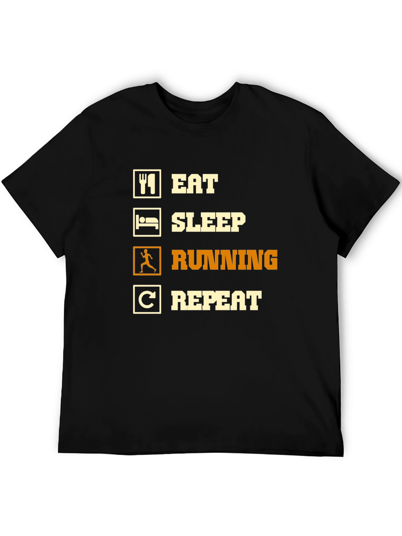 Eat Sleep Running Repeat Black T-Shirt