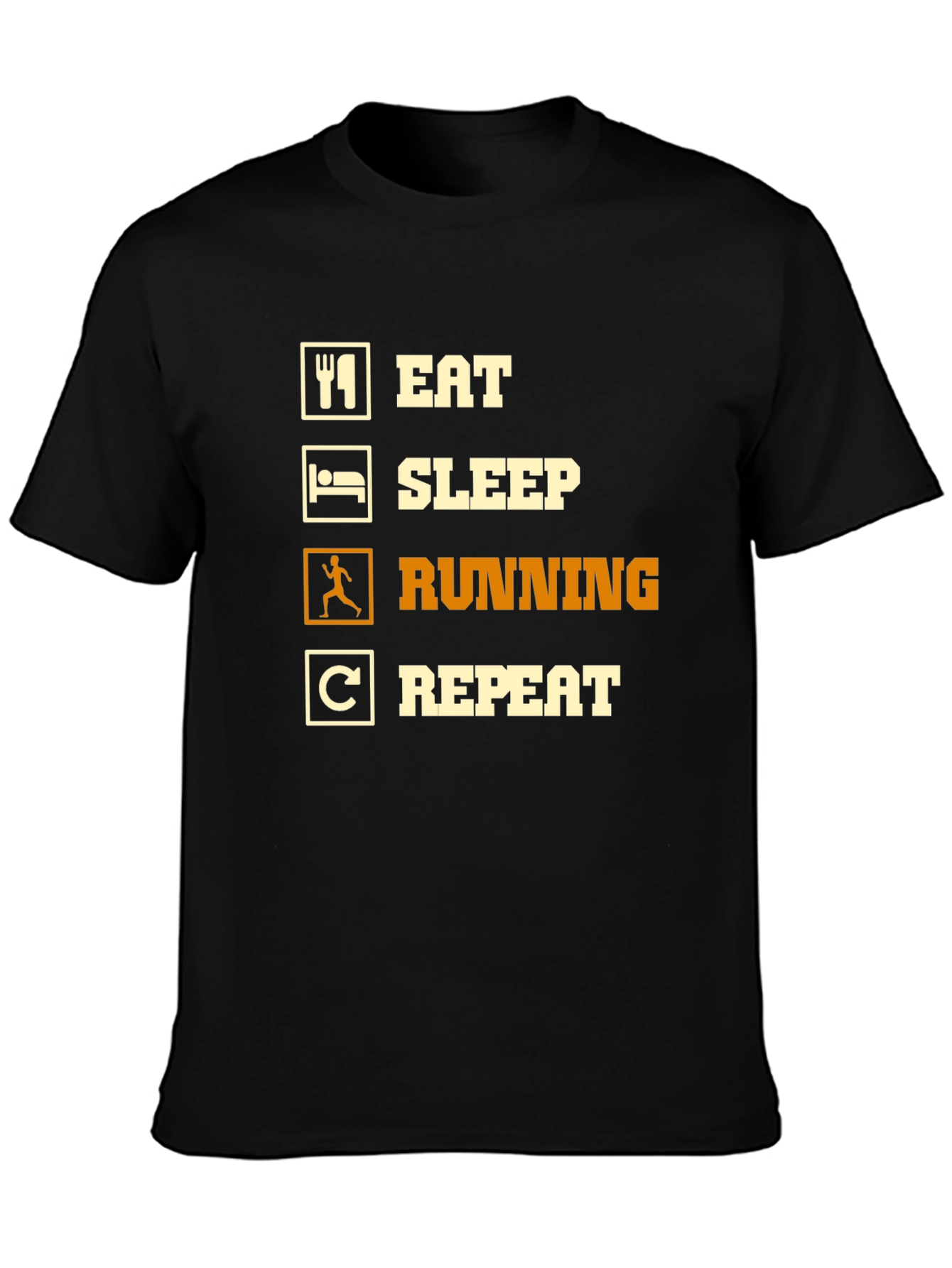 Eat Sleep Running Repeat Black T-Shirt