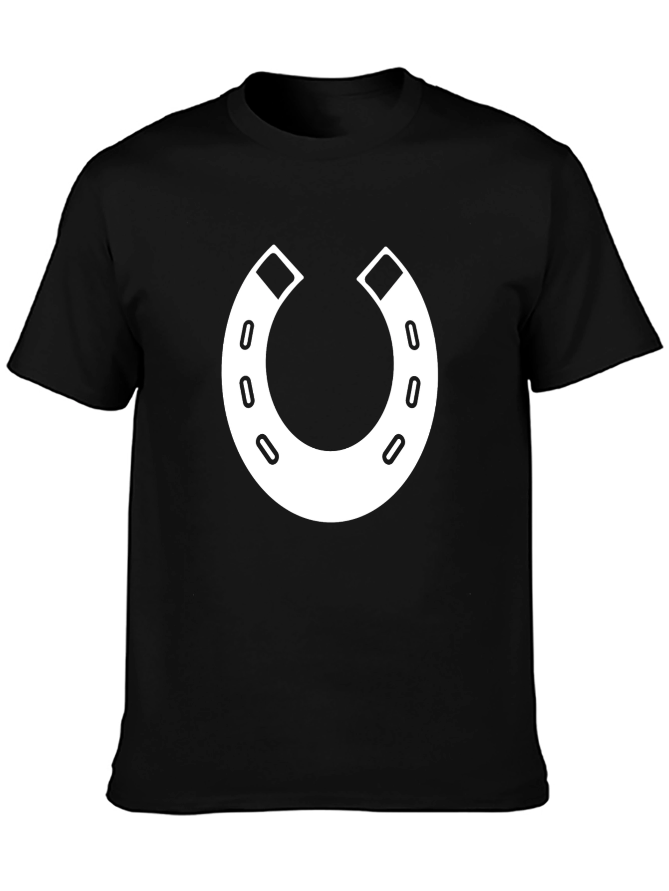 Lucky Horseshoe Graphic Tee - Black Cotton T-Shirt