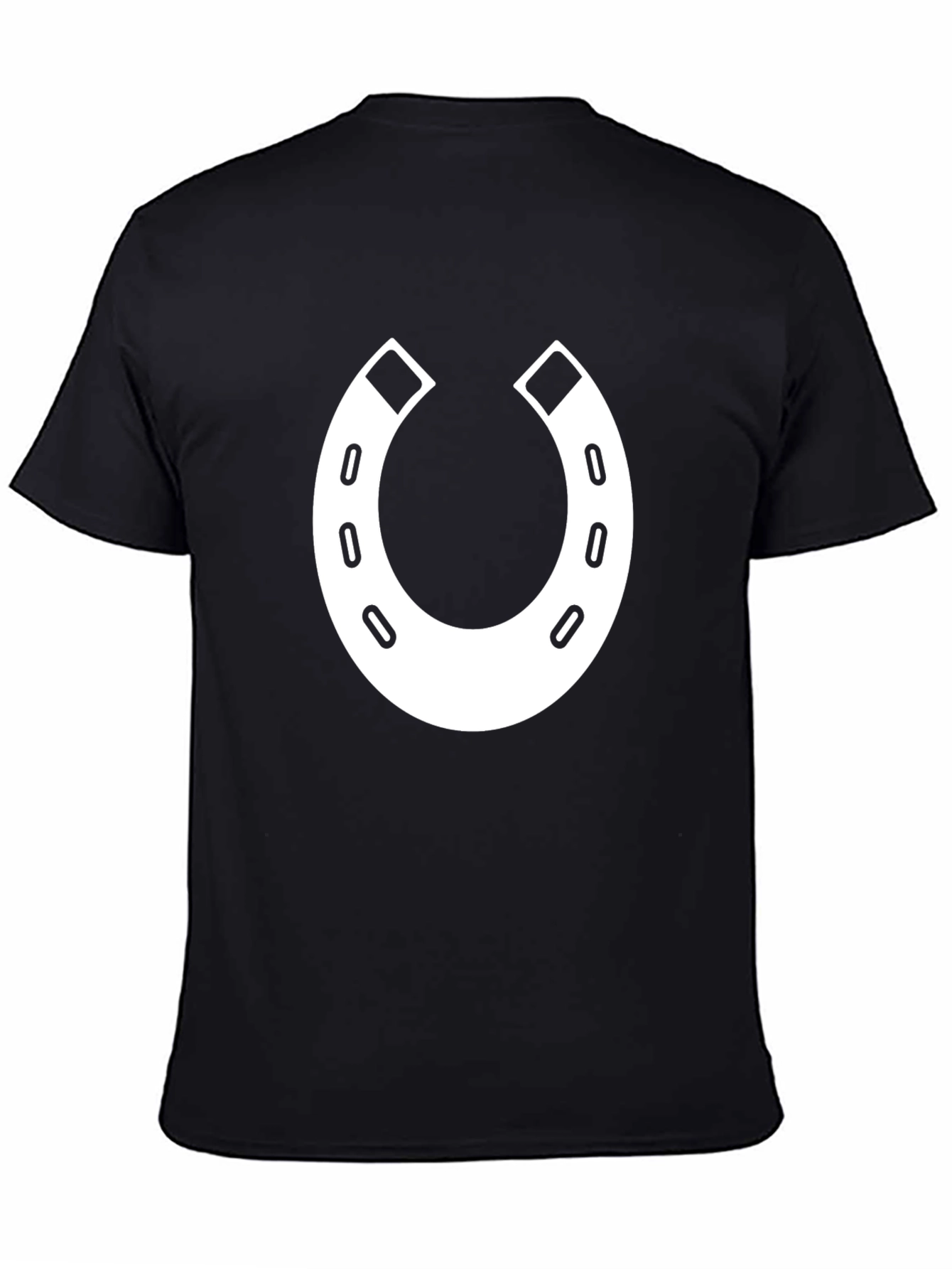 Lucky Horseshoe Graphic Tee - Black Cotton T-Shirt