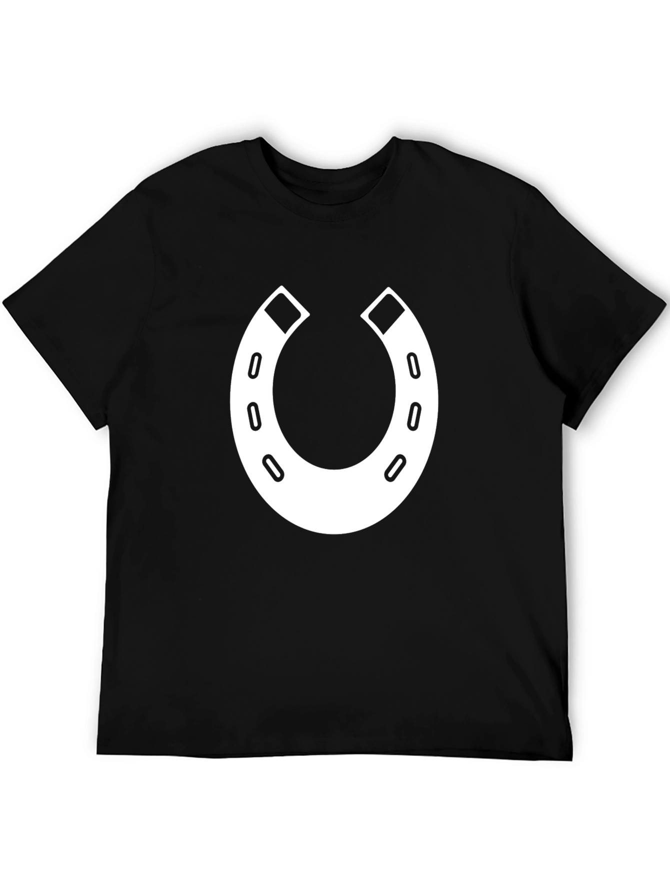 Lucky Horseshoe Graphic Tee - Black Cotton T-Shirt